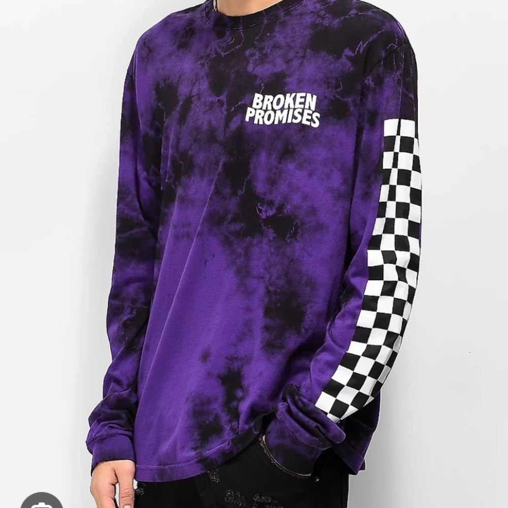 Broken Promises Purple Long Sleeve Tee X-Large purple and black